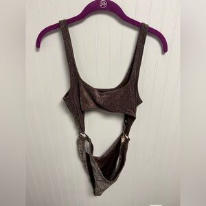 SKIMS Glitter Swim Monokini Cocoa Large